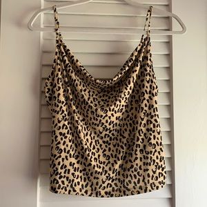 Urban Outfitters Cowl Neck Cheetah Print Crop Top